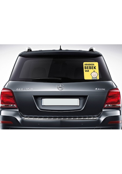 Arabada Bebek Var Sticker - Araba Oto Cam Sticker - 00290 15x13 Cm