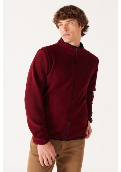Wrangler Regular Fit Normal Kesim Dik Yaka Fermuarlı Bordo Polar Ceket W212239810 Bordo