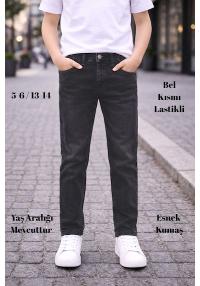 Cedy Denım - Yüksek Kalite Erkek Çocuk Yüksek Bel Regularfit Esnek Jean Pantolon C800 Antrasit