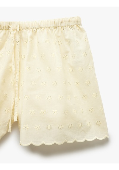Koton Rahat Kalıp Beli Bağlamalı Fistolu Şort Pijama Altı Sarı 5slk80017mw Sarı