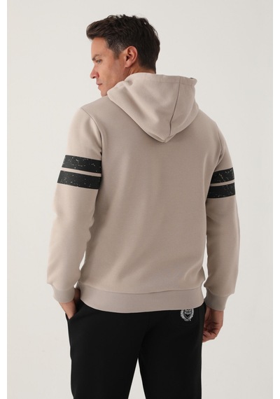 Yale Bej Kol Baskı Detay Erkek Sweatshirt Bej