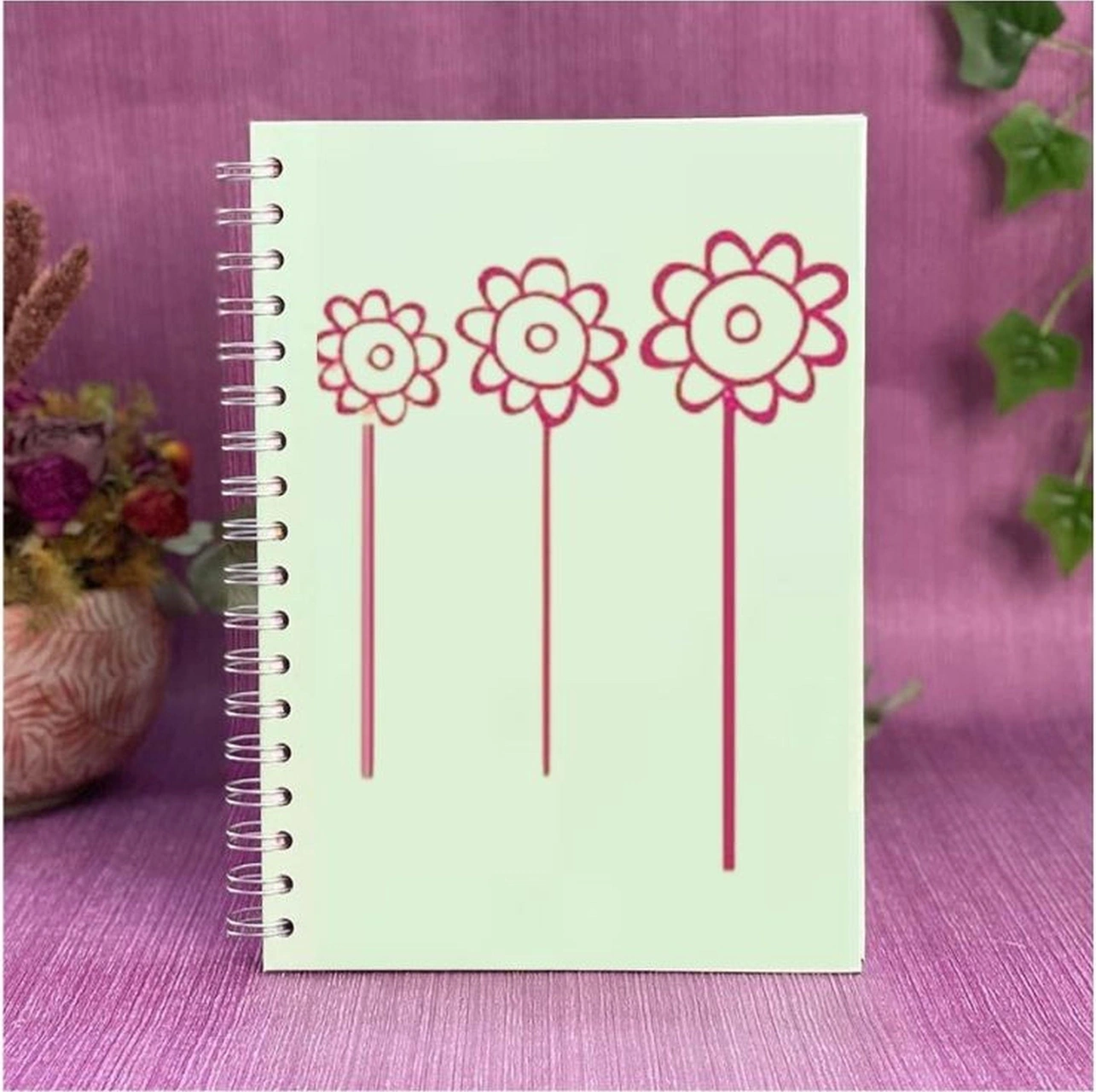 2 Adet Defter Sticker,laptop Sticker Pembe Papatyalı Pvc 48x33x0,5cm