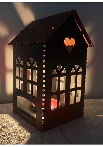 Fener Mumluk Ev Model Lüx, Metal, Siyah, 12 Cm Yükseklik Diğer