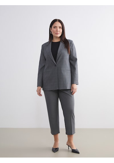 Lcwaıkıkı Classic Gri Ekose Kadın Blazer Ceket