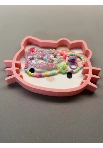 Hello Kitty Şekilli Dekoratif Tepsi Ve Organizer Açık Beyaz