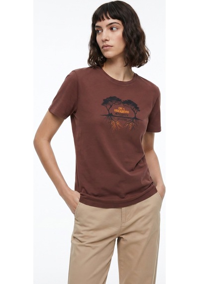 Discovery Expedition Kahverengi Unisex Bisiklet Yaka Baskılı T-shirt D6su-tst3100 Kahve