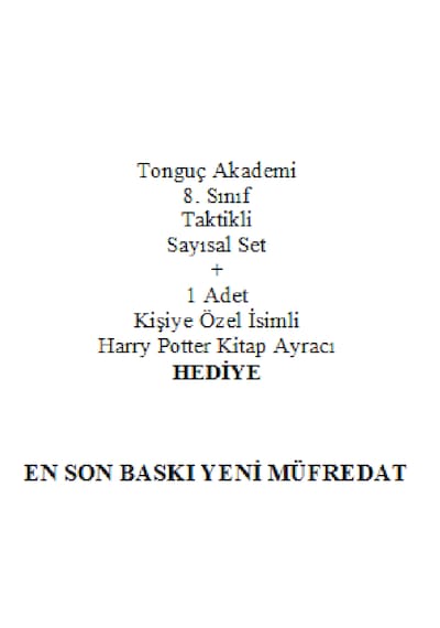 Tonguç Akademi 8. Sınıf Taktikli Sayısal Set Seti En Son Baskı Yeni + Kişiye Özel Harry Potter Kitap Ayracı Hediye