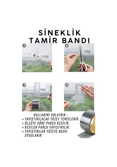 48mm X 2 Metre Fiber Tül Yaması -gri Yapışkanlı Sineklik Tamir Bandı Delik Kapatıcı Sinek Kovucu Tül Tamir Yapışkanı