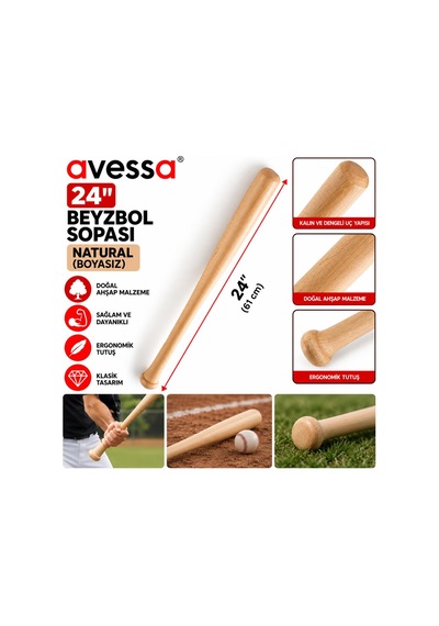 Avessa 61 Cm Natural Beyzbol Sopası Krem
