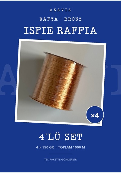 Asavia Ispie Rafya Örgü İpi 4'lü Set 4 X 150 Gr 250 M Bronz