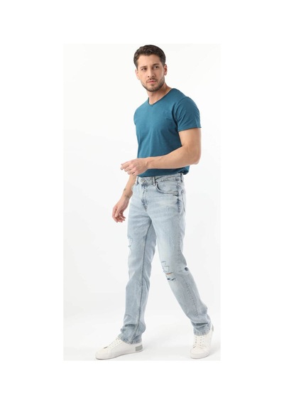 Banny Jeans Erkek Dizi Yırtık Jean Pantolon Açık Mavi 31