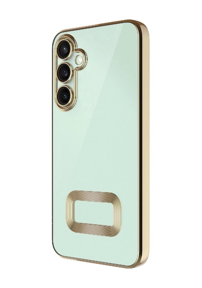 Samsung Uyumlu Galaxy S24 Fe Kılıf Kamera Korumalı Logo Gösteren Zore Omega Kapak Gold