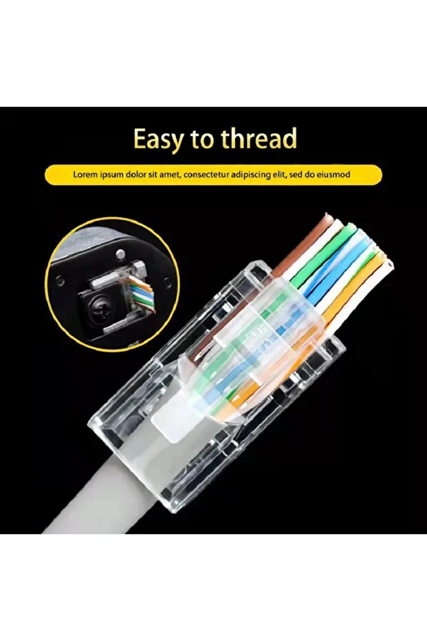 100 Adet Yeni Nesil Delikli Rj45 Cat5 Cat6 Ethernet Internet Kablo Soketi Konnektör 8p8c Jack Utp Uç