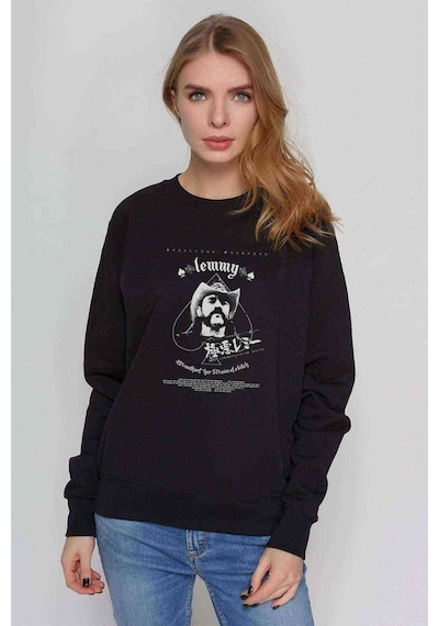 Lemmy Kilmister Baskılı Siyah Kadın Sweashirt (528402269)