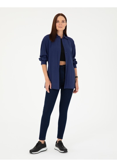 Pierre Cardin Kadın Lacivert Gömlek Desenli 50284899-vr033 Lacivert