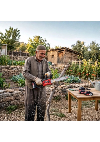 Nuspower 30 Cm Palalı Çift Akülü Şarjlı Testere - 21v 3.0ah Dal Budama Ve Ağaç Kesme Makinesi