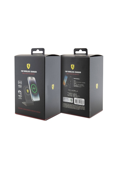 Ferrari Lisanslı Katlanabilir Baskılı Shield Logolu Standlı Magnetik Kablosuz Şarj Standı