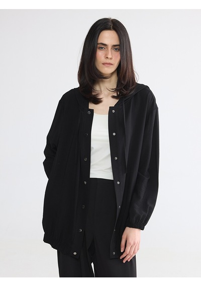 Lcw Everyday Siyah Kapüşonlu Kadın Tunik