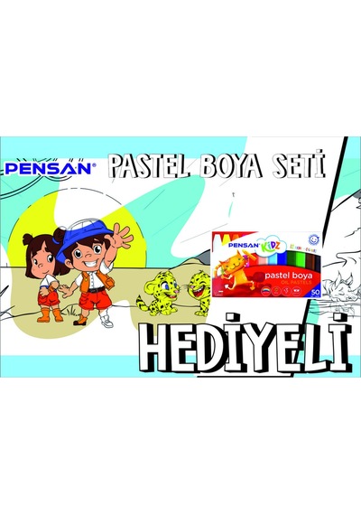 30x120 Boyama Rulosu Yaman Safaride + Pensan 12'li Pastel Boya Kalemi