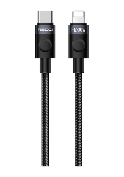 Recci Rs50cl Type-c To Lightning Pd Hızlı Şarj Özellikli Data Ve Şarj Kablosu 30w 1m Siyah