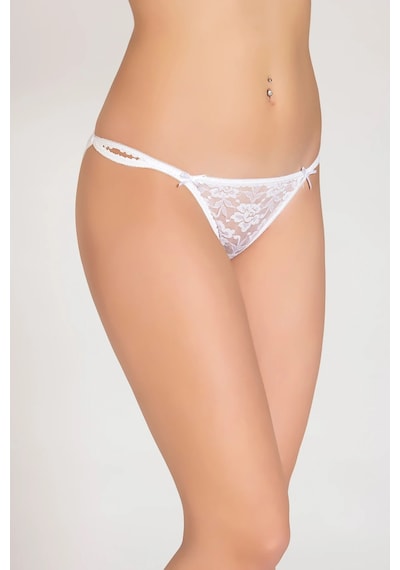 Tutku 12' Li Kadın Çift Biyeli Önü Tüllü Bikini Külot Beyaz