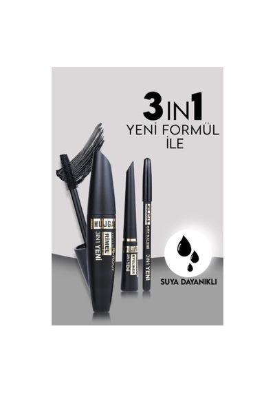 3'ü 1 Aradaa Göz Makyajı Seti - Eyeliner, Maskara, Kalemm Em