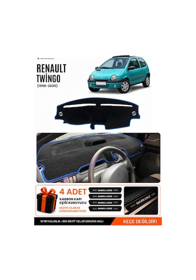 Renault Twıngo 1998-2000 Uyumlu Torpido Örtüsü, Torpido Kılıfı - Siyah-mavi - Re050
