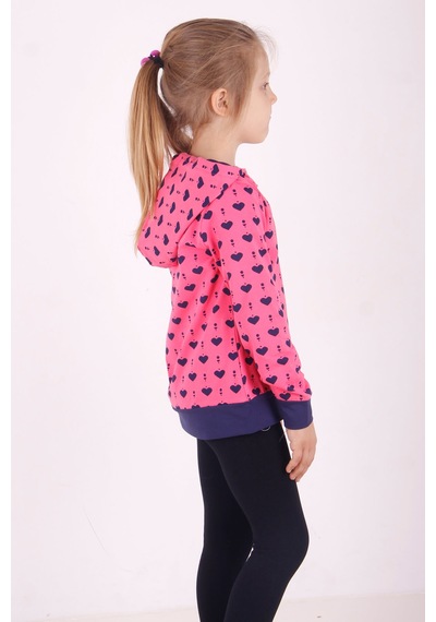 Toontoy Kız Çocuk Regular Fit Kapüşonlu Baskılı Sweatshirt - 2 İplik Fuşya
