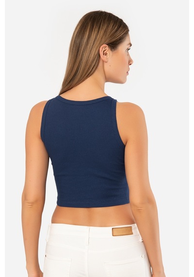 Türen Kadın Fitilli Crop T-shirt 3404/lacivert 001