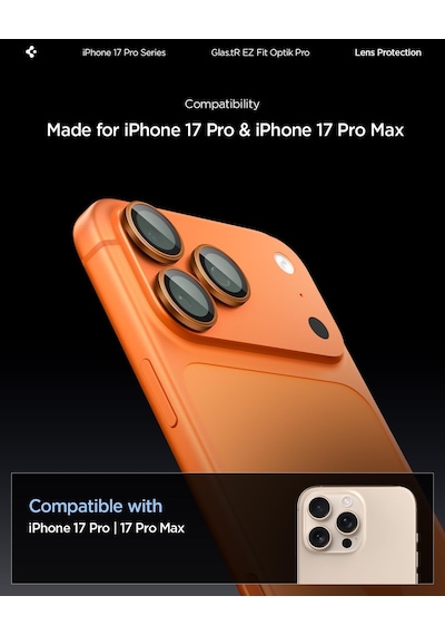 İphone 17 Pro/pro Max / 16 Pro/16 Pro Max / 15 Pro/15 Pro Max İle Uyumlu Kamera Lens Koruyucu Cam Kolay Kurulum Glas.tr Ez Fit Optik Pro 2 Adet Orange - Agl10123