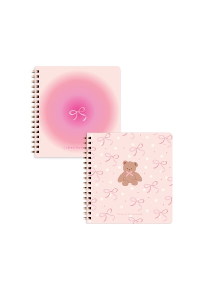 15x16 Spiralli Karton Kapak 2'li Noktalı Not Defter Seti - Ayıcık Çok Renkli