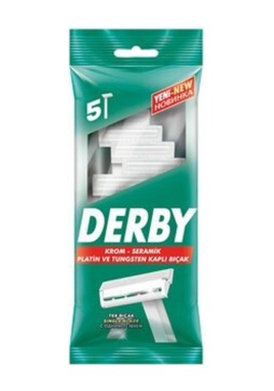 Derby-101010212 Saplı Jilet 5 Adet Poşetli Tek Bıçak - 14'li Paket