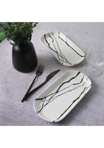 Floral Waves Noyan Kayık Tabak 26 Cm 2 Adet 22668 Çok Renkli