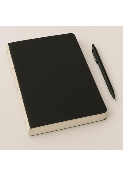 Özel Tasarım Siyah Kraft Kapaklı A4 Defter - 180 Derece Açılabilir, Sırtı Dikişli,%100 El İşçiliği, Ofis, Ok Çok Renkli
