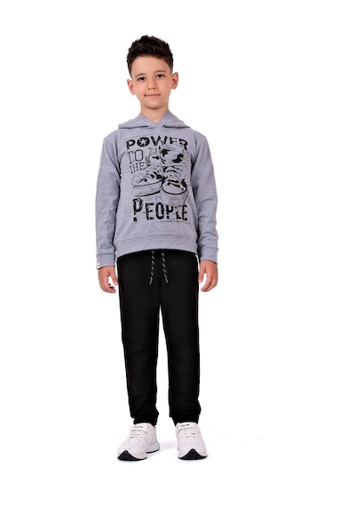 Mnk Baby & Kids Power Baskılı Kapşonlu Çocuk Eşofman Mnk0616 gri