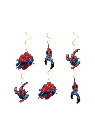 Asmalı Tavan Sarkıt Süsü 6 Lı Spiderman Çok Renkli