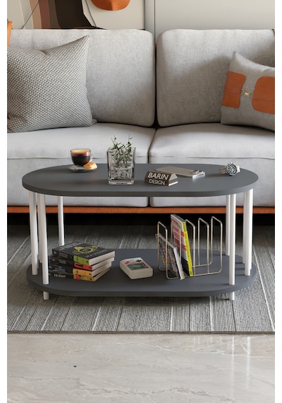 Modern Oval Orta Sehpa Çift Katlı Metal Ayaklı Salon, Ofis, Dekoratif Sehpa, Beyaz Demir Antrasit Modern Oval Orta Sehpa Çift Katlı Metal Ayaklı Salon, Ofis, Dekoratif Sehpa, Beyaz Demir Antrasit