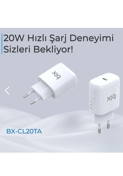 Bix Bx-cl20ta 20w Pd Hızlı Şarj Adaptörü 3a Usb-c'den Lightning K