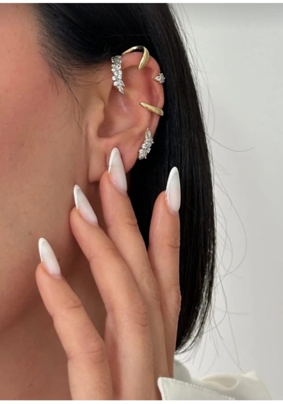 Lunarie Zirkon Taşlı Kulak Tırmığı Ear Cuff Küpe Altın