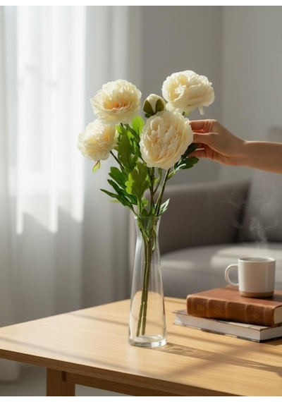 Yapay Çiçek Şakayık Çiçeği Soft Pembe Renk 2 Çiçek 1 Tomurcuk 50cm Pembe