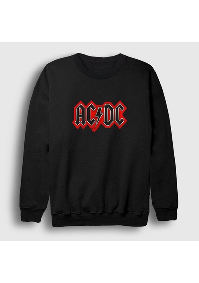 Presmono Unisex Red Black Ac/dc Sweatshirt Siyah