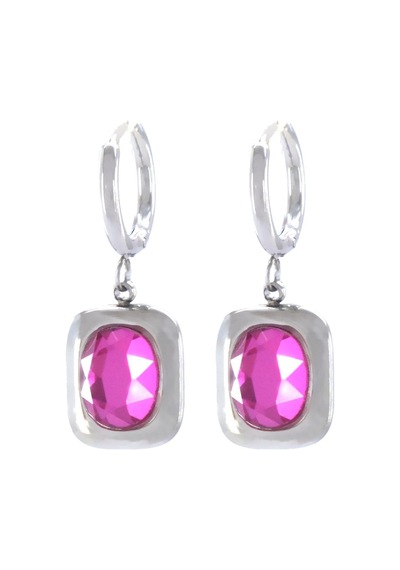 FerizZ 316L Çelik Pembe Taşlı Fantezi Küpe UNK-562 Beyaz