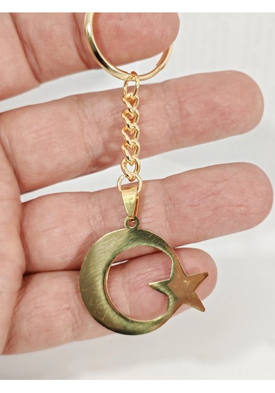 Ay Yıldız Figürlü Anahtarlık Gold Renk Milli Ve Anlamlı Şık Çanta & Anahtar Aksesuarı Çok Renkli