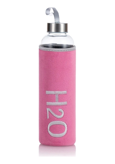 H2o Kadife Kılıflı Cam Matara 600 Ml - Renk Seçenekli Pembe