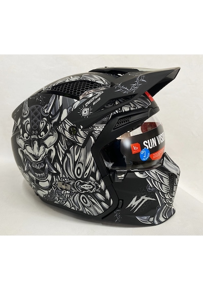 Şeffaf ve Siyah Cam + Mt Streetfighter Sv Hellish B2 Modüler Motosiklet Kaskı
