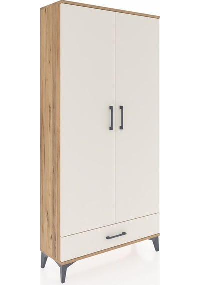 Arges Dolap Tek Raflı Tek Çekmeceli Tek Askılı 88x30x182 Çam-... Çam