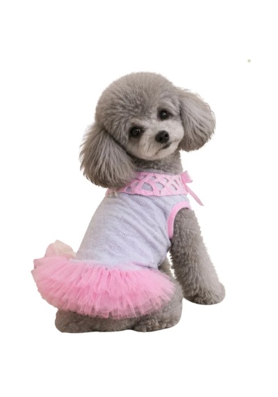 Lady - Kaşkorse Pembe Tütülü Kedi Köpek Elbise