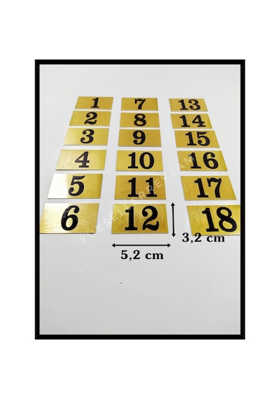 Kapı Numarası 5,2 Cm X 3,2 Cm 1-18 Adet Yapışkanlı Numara
