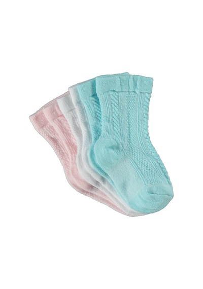 Civil Baby Jakarlı Basic 3'lü 6-18 Ay Bebek Kız Çorap Set - Standart