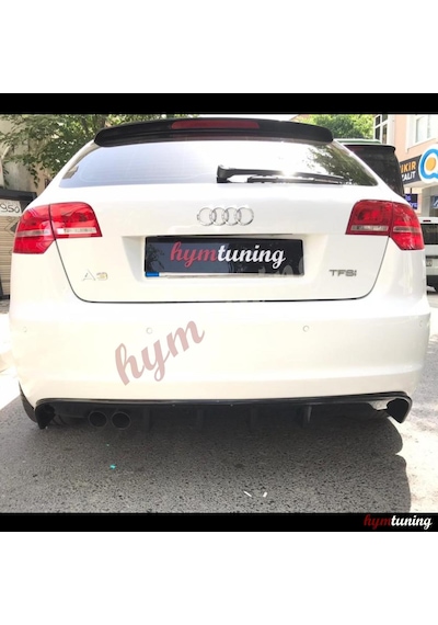 Audi A3 8p Soldan Çiftli Çıkış Difüzör Parlak Siyah - Abs Plastik